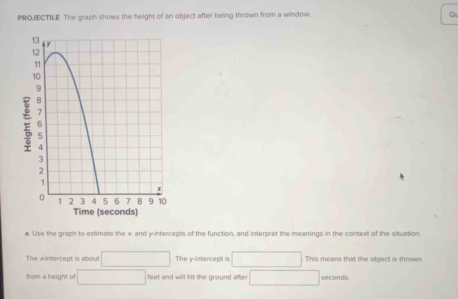 projectile the graph shows the height of an object after being thrown f…