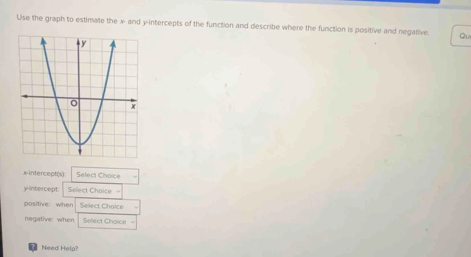 use the graph to estimate the x- and y-intercepts of the function and d…