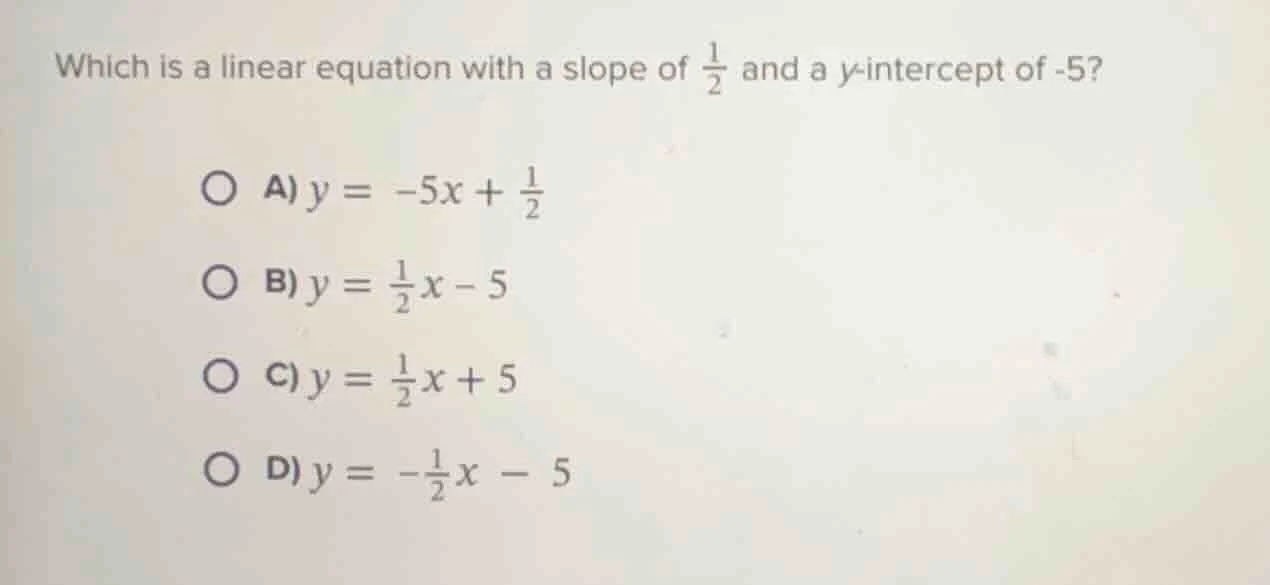 which is a linear equation with a slope of \\(\\frac{1}{2}\\) and a \\(…
