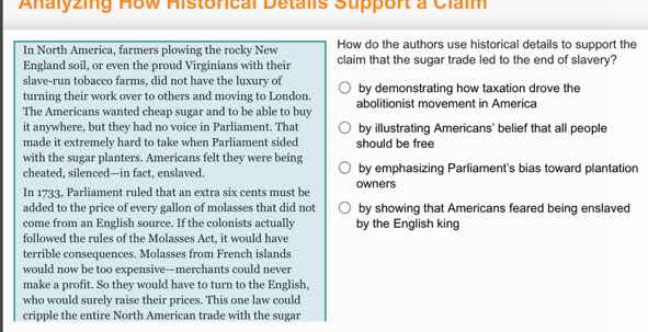 analyzing how historical details support a claim in north america, farm…