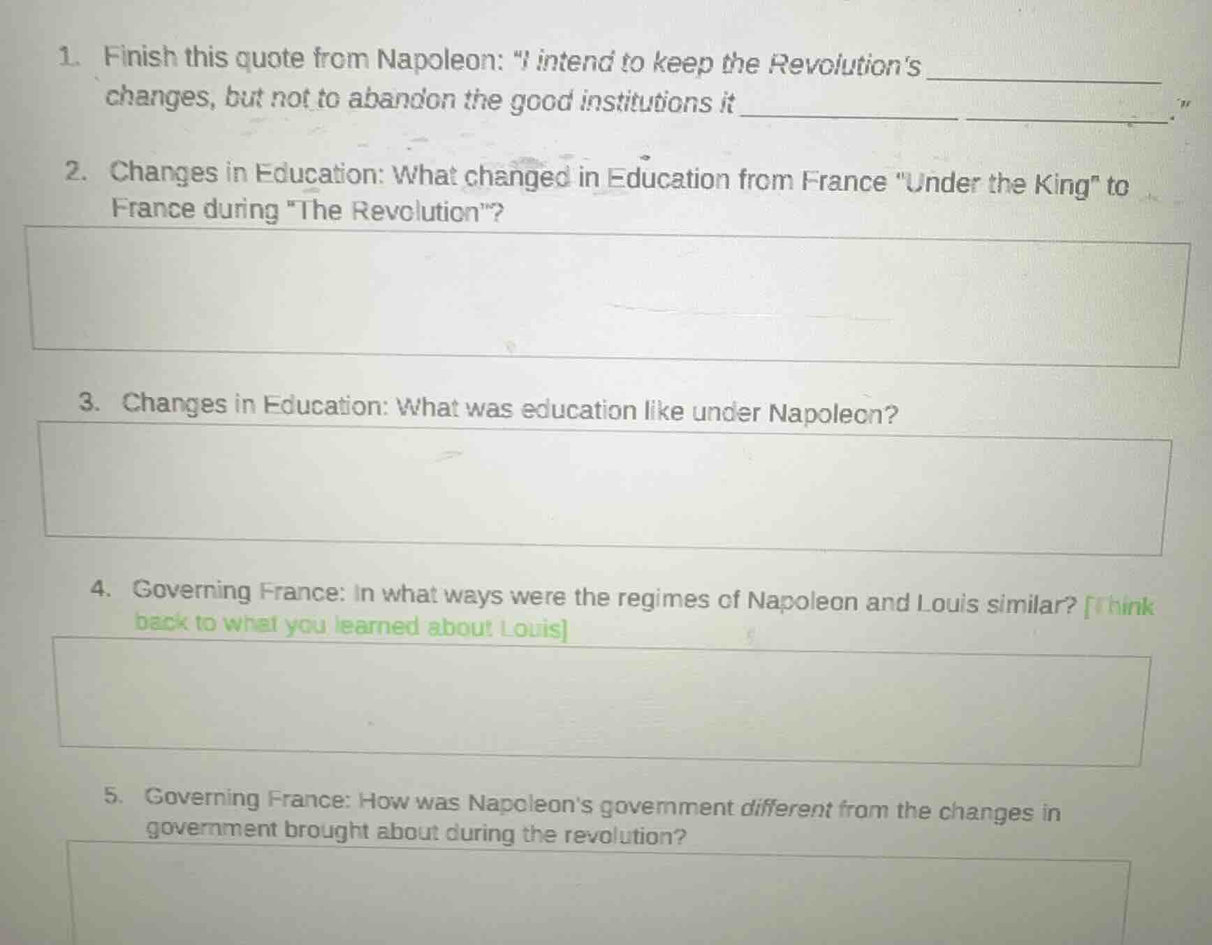 1. finish this quote from napoleon: \i intend to keep the revolutions _…