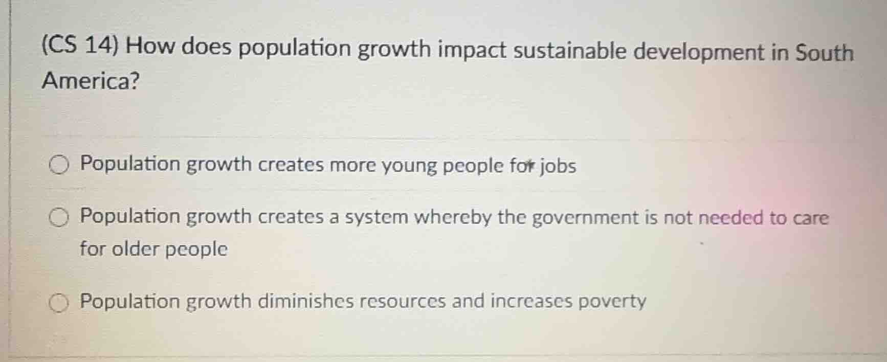 (cs 14) how does population growth impact sustainable development in so…