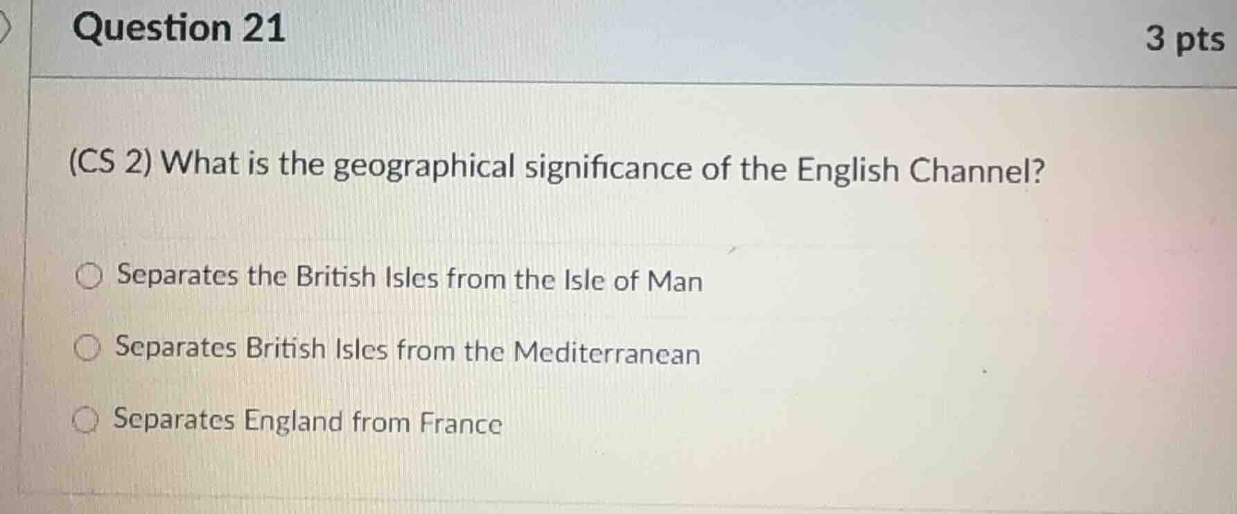 question 21 3 pts (cs 2) what is the geographical significance of the e…
