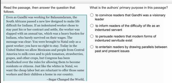 read the passage, then answer the question that follows. even as gandhi…