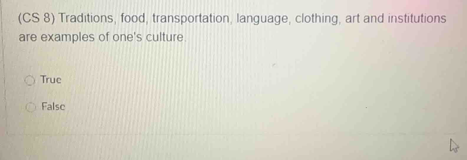 (cs 8) traditions, food, transportation, language, clothing, art and in…
