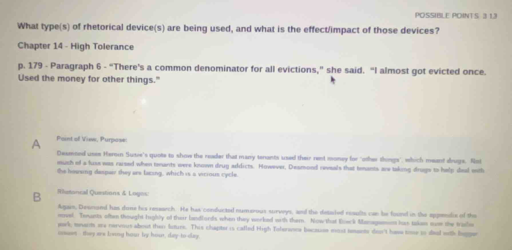 what type(s) of rhetorical device(s) are being used, and what is the ef…