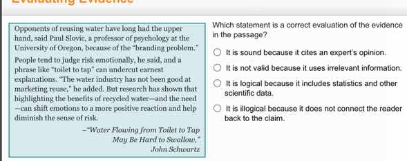 evaluating evidence opponents of reusing water have long had the upper …