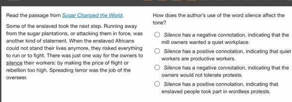 read the passage from sugar changed the world. some of the enslaved too…