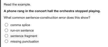 read the example. a phone rang in the concert hall the orchestra stoppe…