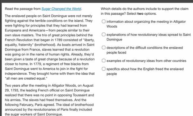 read the passage from sugar changed the world. the enslaved people on s…