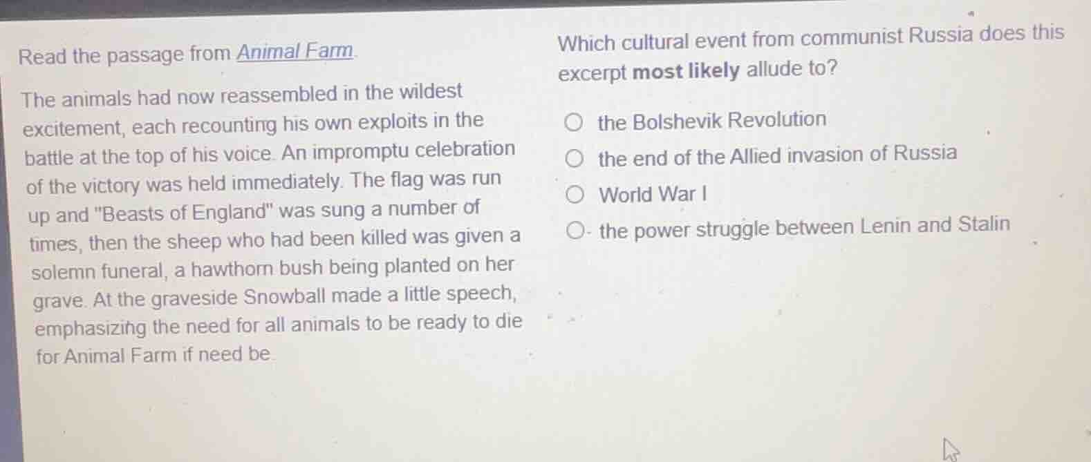 read the passage from animal farm. the animals had now reassembled in t…