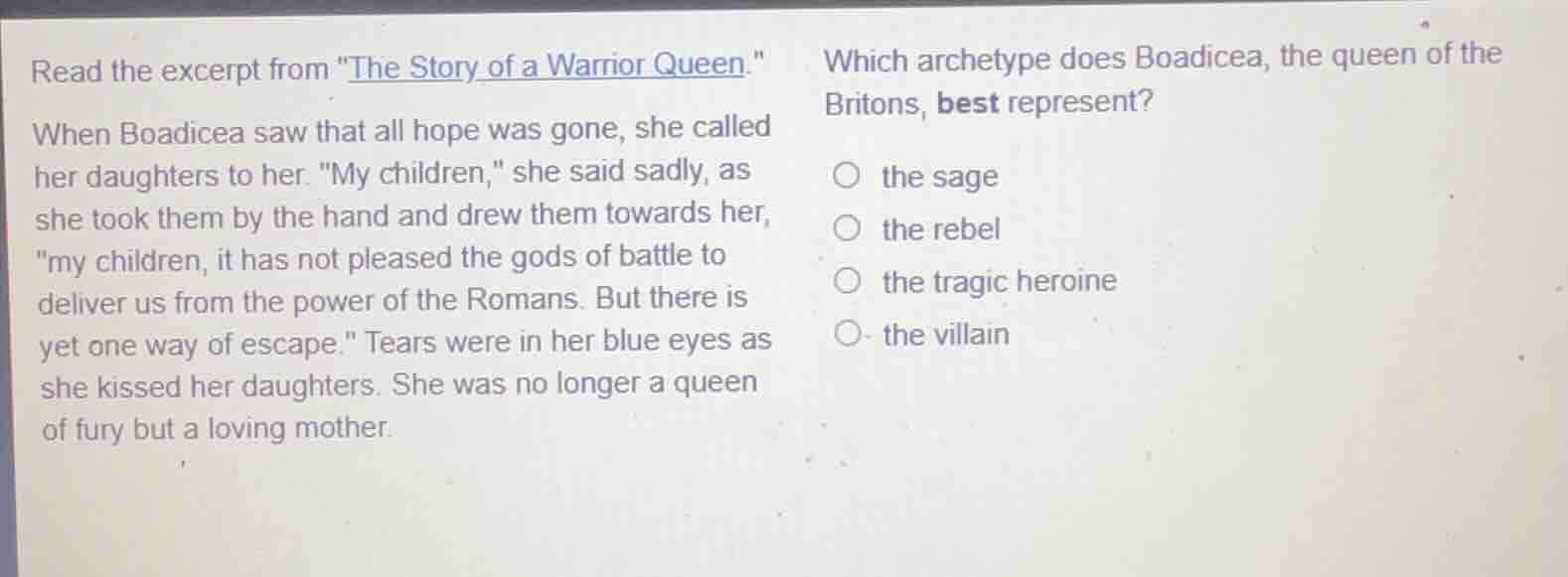 read the excerpt from \the story of a warrior queen.\ when boadicea saw…