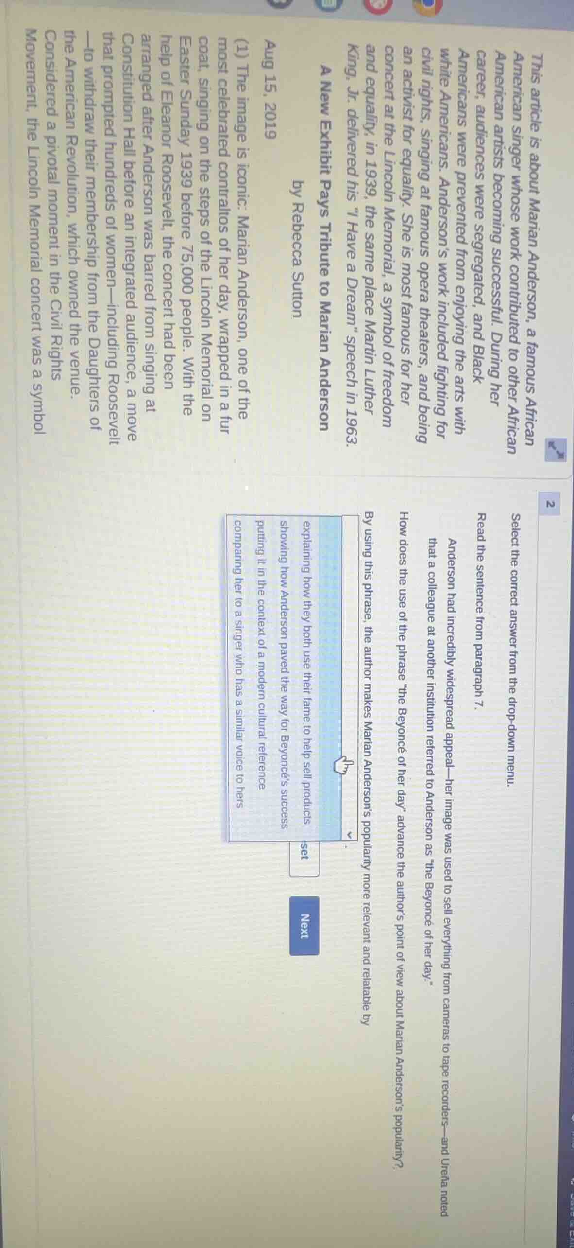 this article is about marian anderson, a famous african american singer…