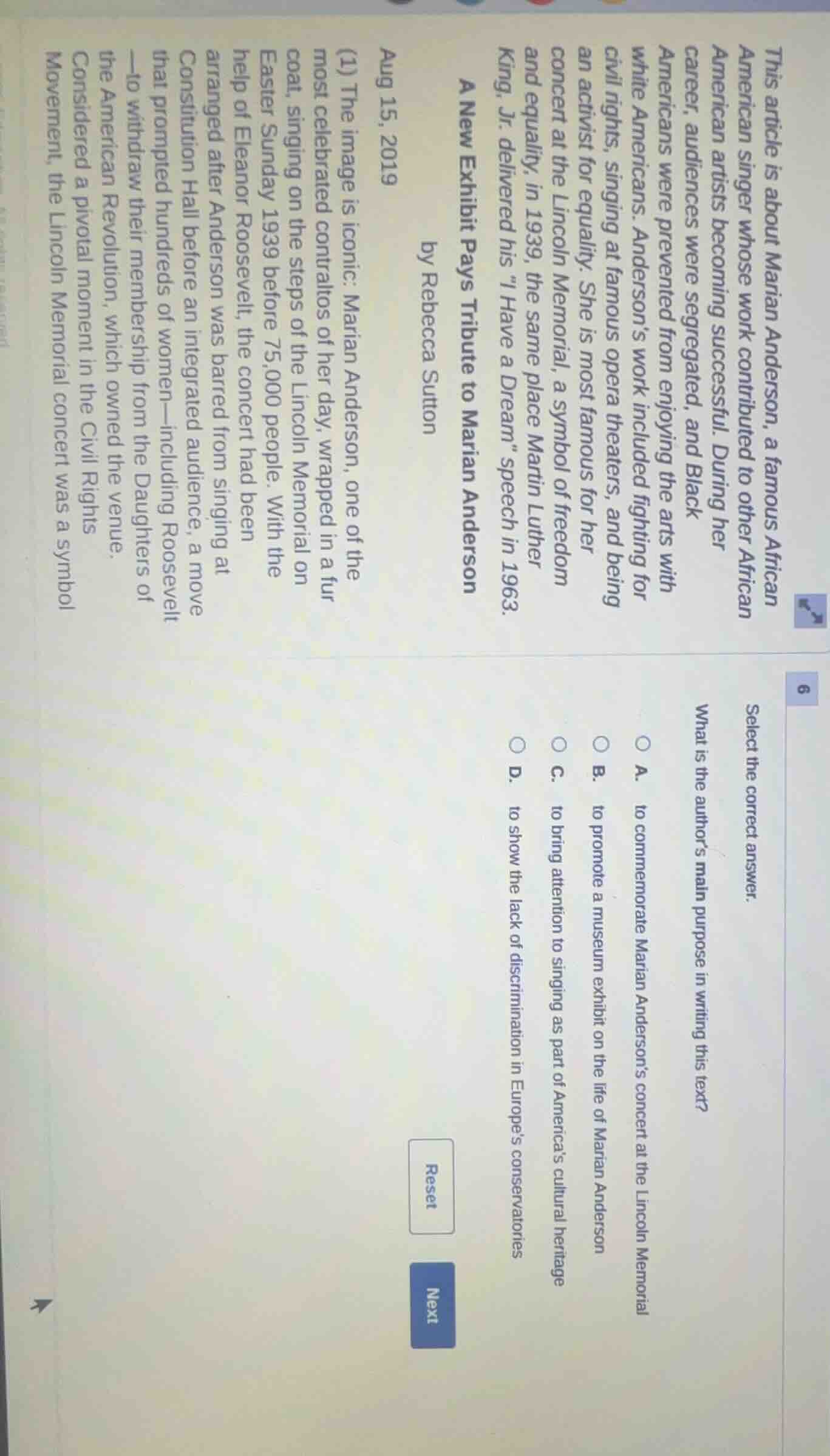 this article is about marian anderson, a famous african american singer…