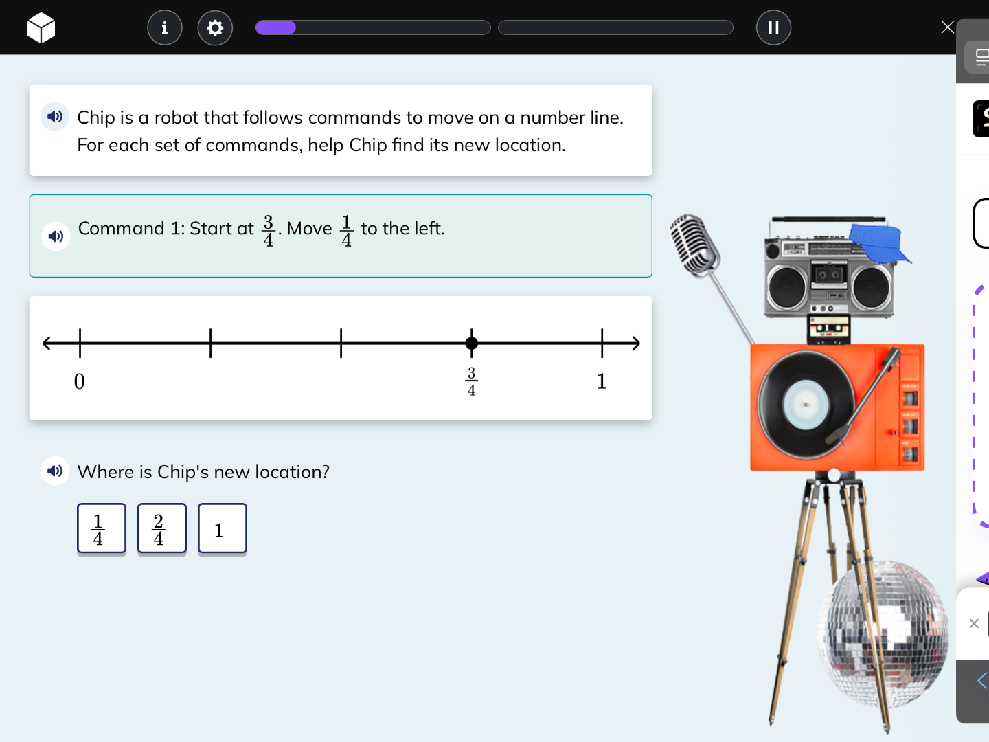 chip is a robot that follows commands to move on a number line. for eac…