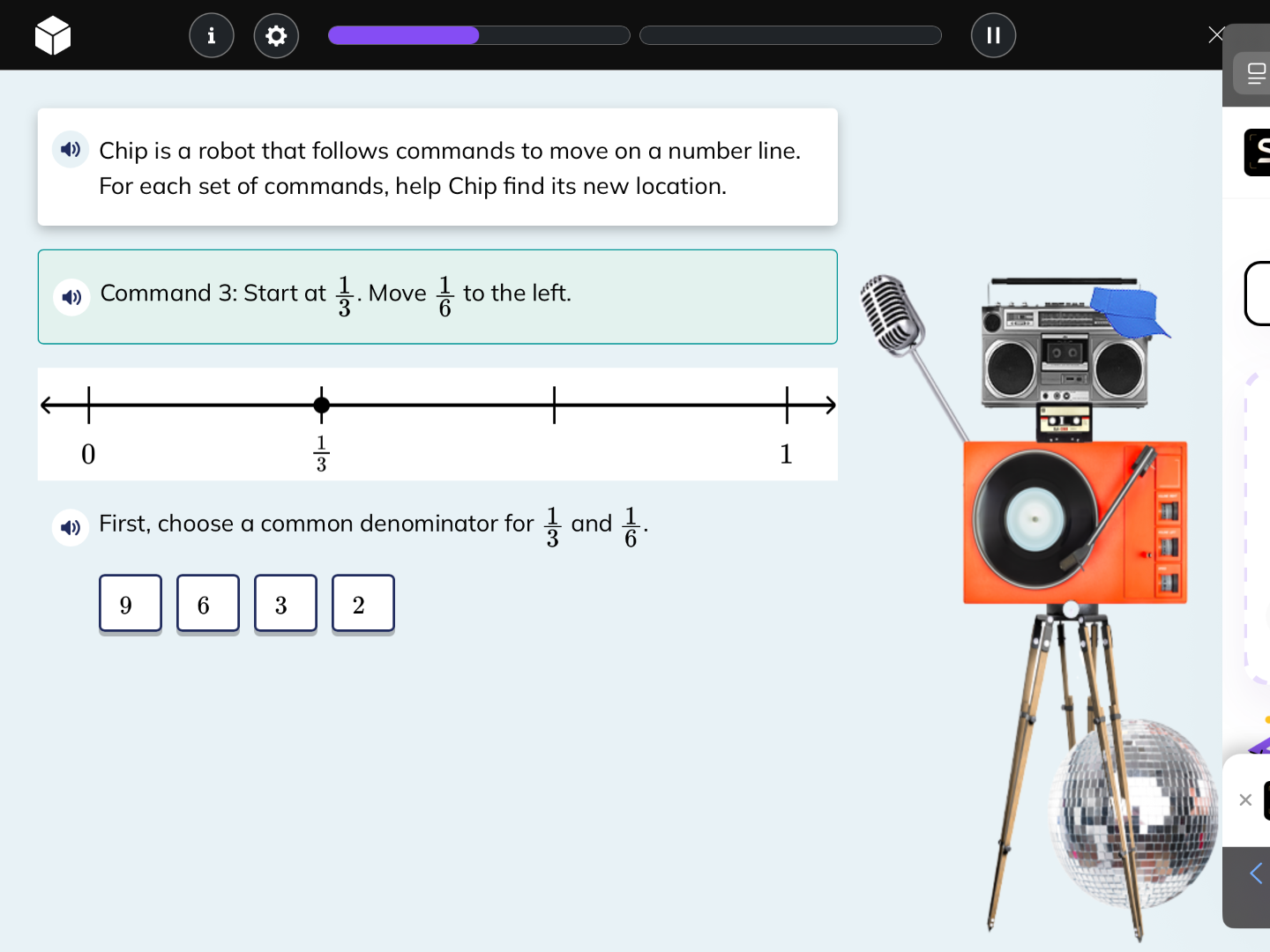 chip is a robot that follows commands to move on a number line. for eac…