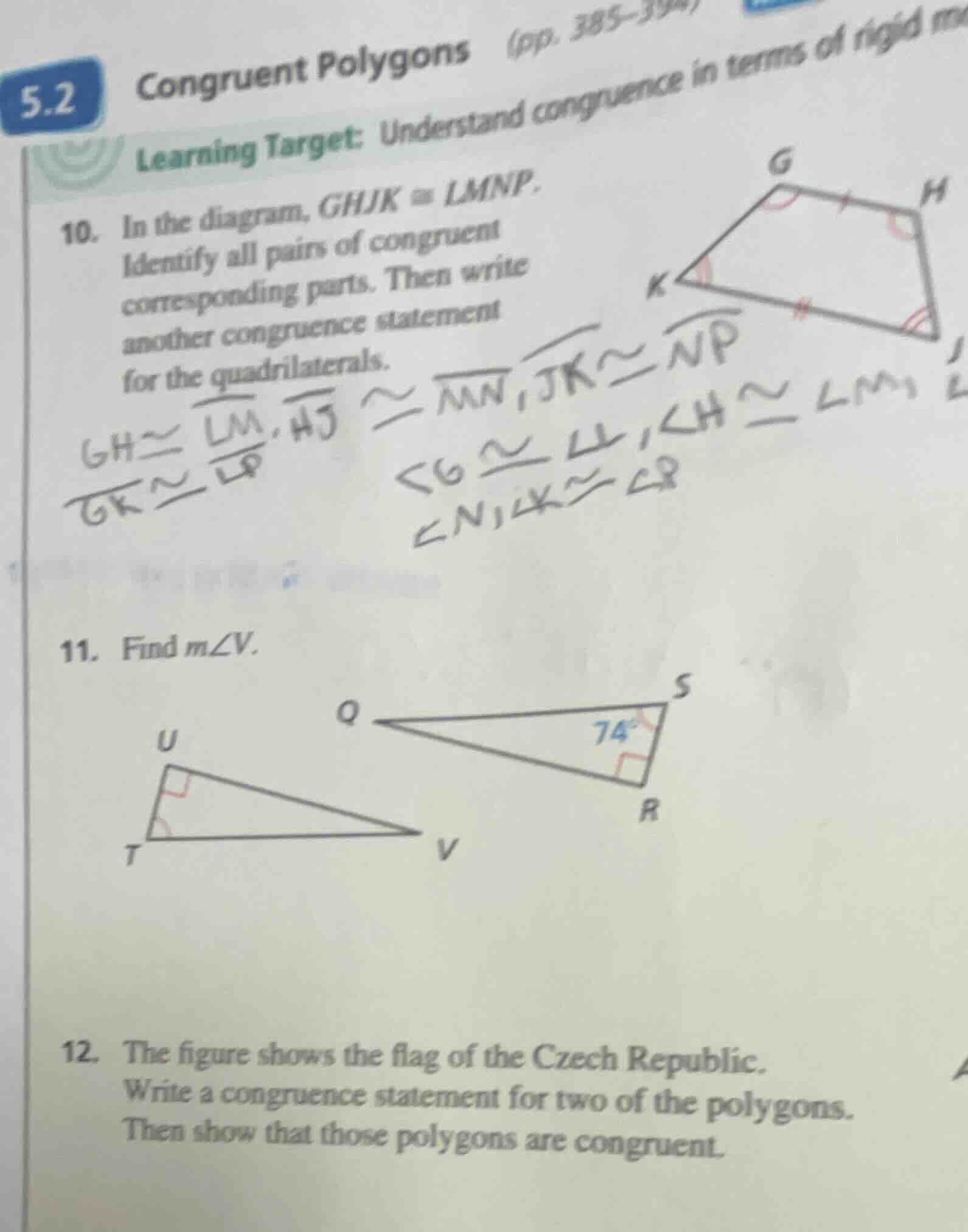 5.2 congruent polygons (pp. 385-394) learning target: understand congru…