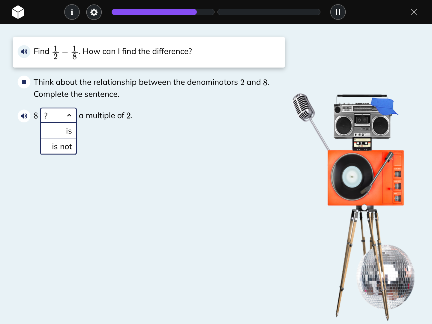 find $\frac{1}{2} - \frac{1}{8}$. how can i find the difference? think …