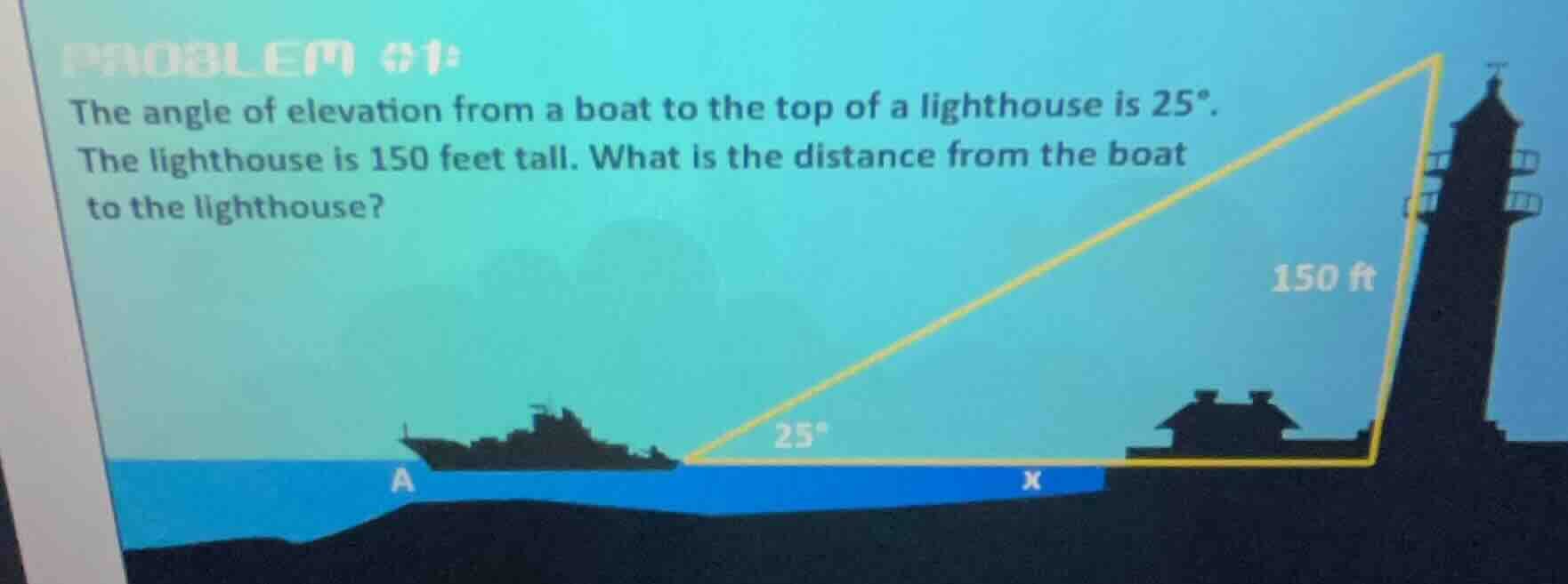 problem #1: the angle of elevation from a boat to the top of a lighthou…