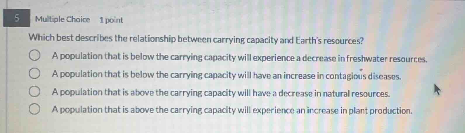 5 multiple choice 1 point which best describes the relationship between…