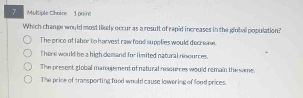 7 multiple choice 1 point which change would most likely occur as a res…