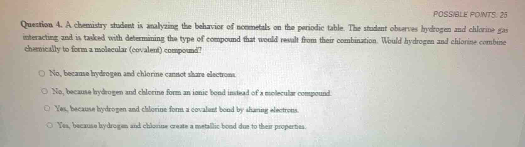 question 4. a chemistry student is analyzing the behavior of nonmetals …
