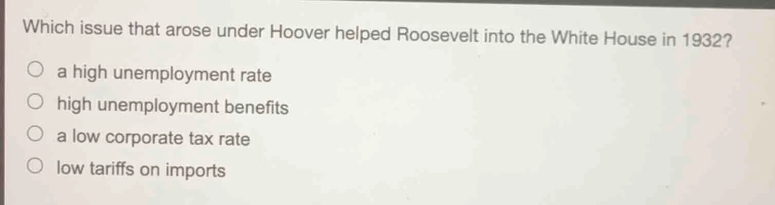 which issue that arose under hoover helped roosevelt into the white hou…