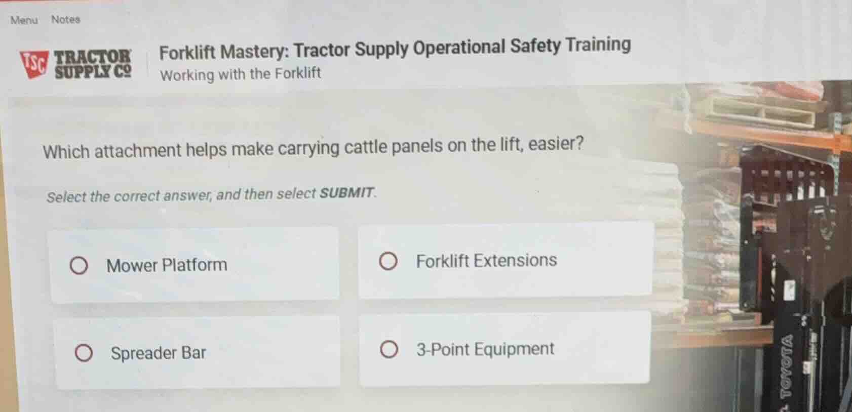 menu notes tsc tractor supply co forklift mastery: tractor supply opera…