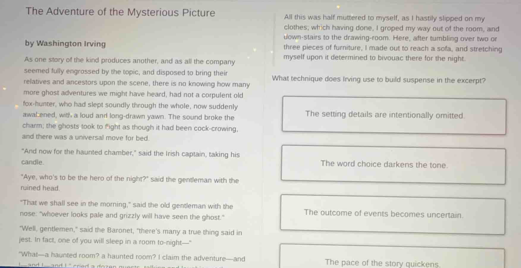 the adventure of the mysterious picture by washington irving as one sto…
