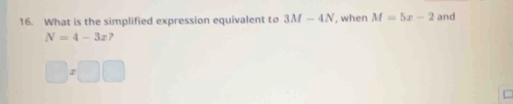 16. what is the simplified expression equivalent to $3m - 4n$, when $m …