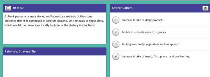 a client passes a urinary stone, and laboratory analysis of the stone i…