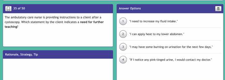 35 of 50 the ambulatory care nurse is providing instructions to a clien…