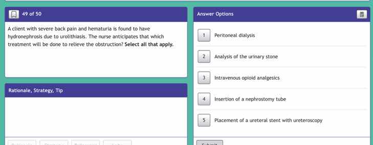 a client with severe back pain and hematuria is found to have hydroneph…