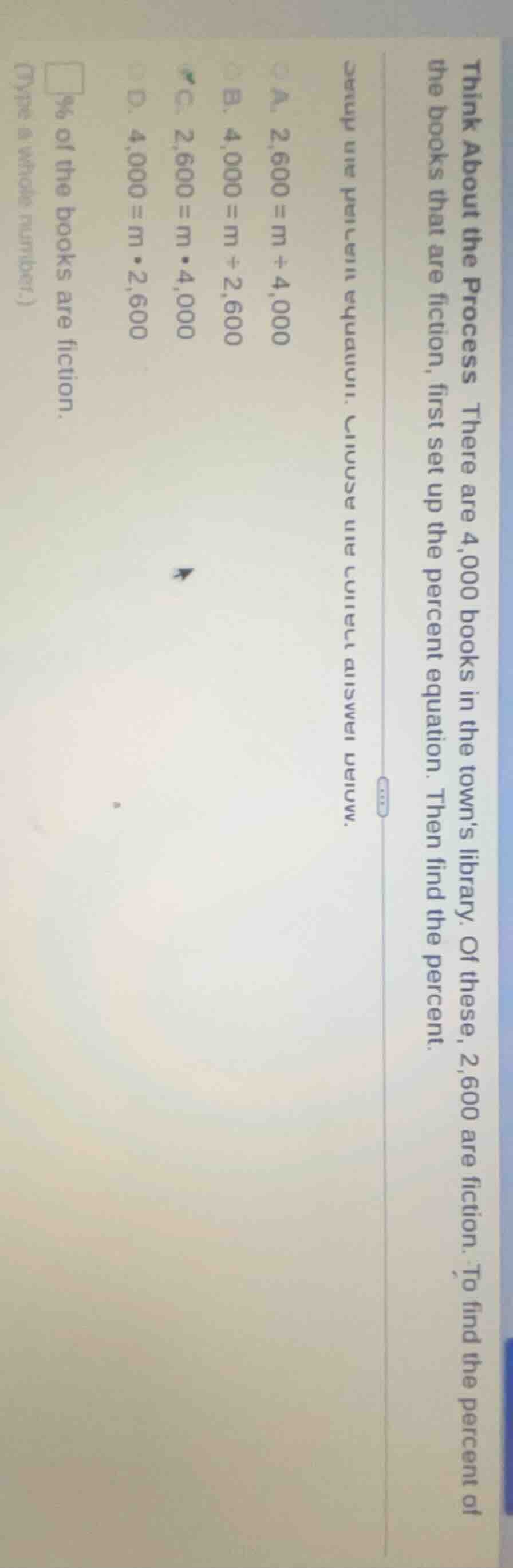 think about the process there are 4,000 books in the town’s library. of…