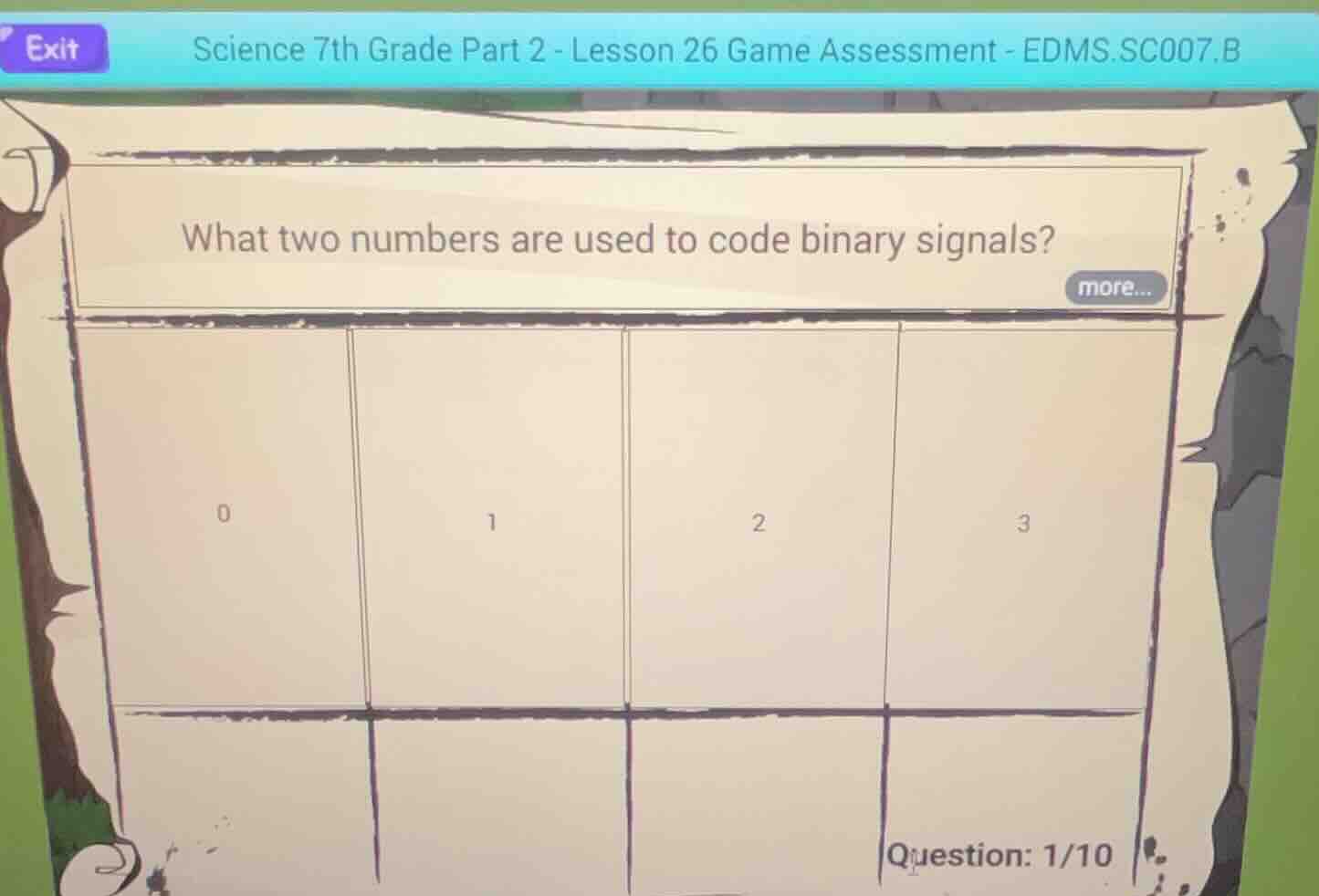 what two numbers are used to code binary signals? 0 1 2 3 question: 1/10