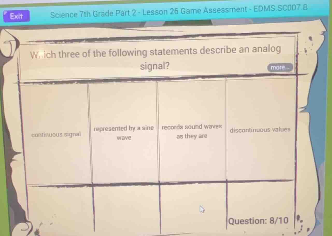which three of the following statements describe an analog signal? cont…