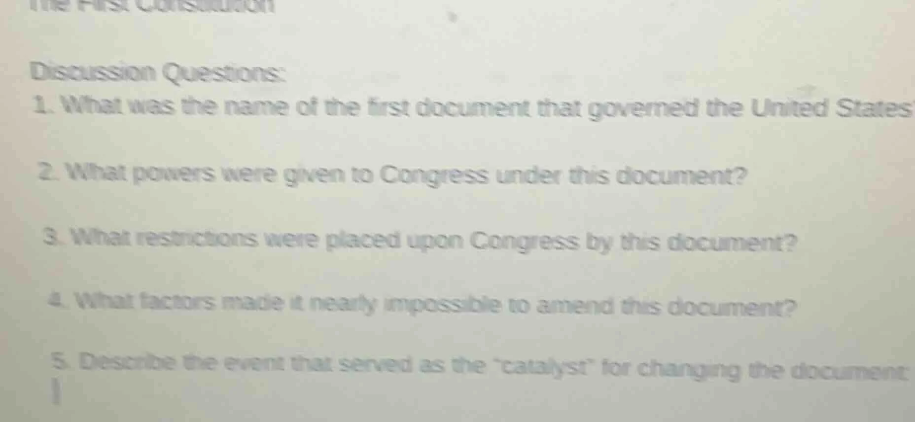 discussion questions: 1. what was the name of the first document that g…