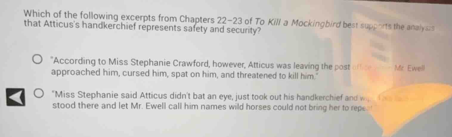 which of the following excerpts from chapters 22–23 of to kill a mockin…