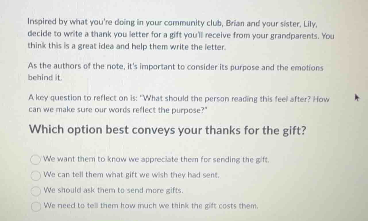 inspired by what youre doing in your community club, brian and your sis…