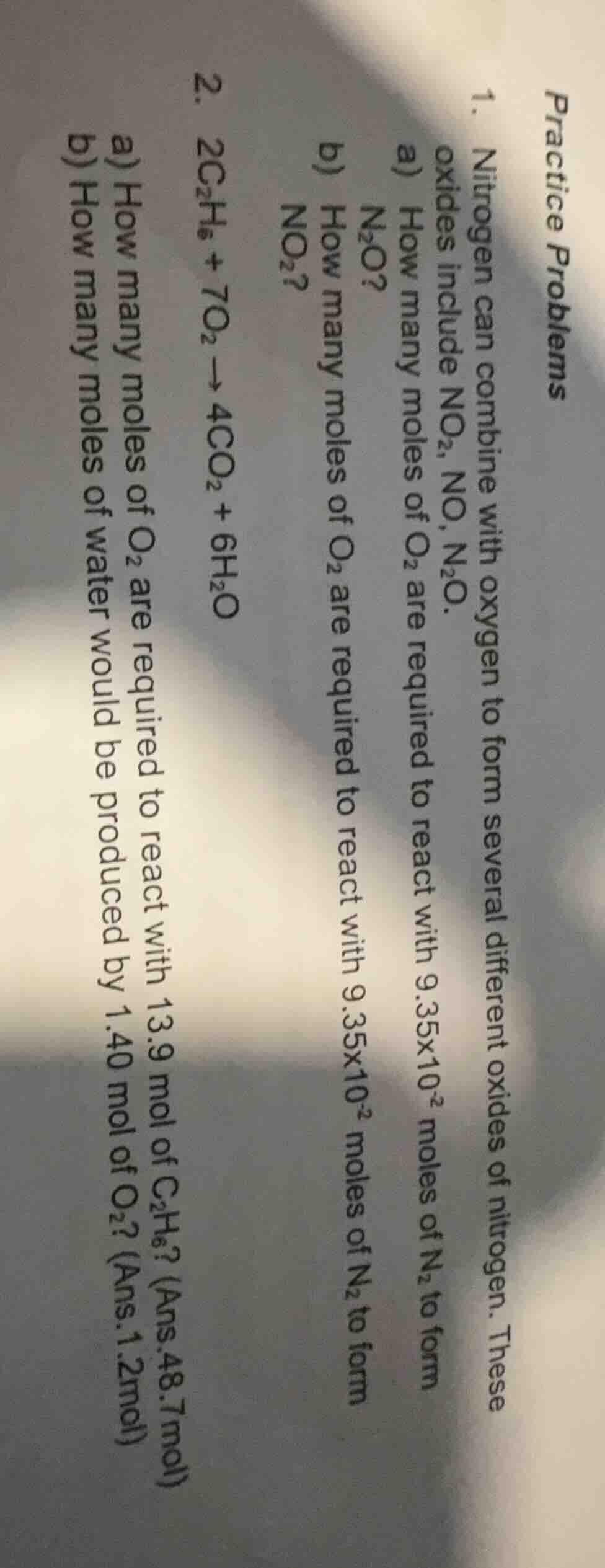 practice problems 1. nitrogen can combine with oxygen to form several d…