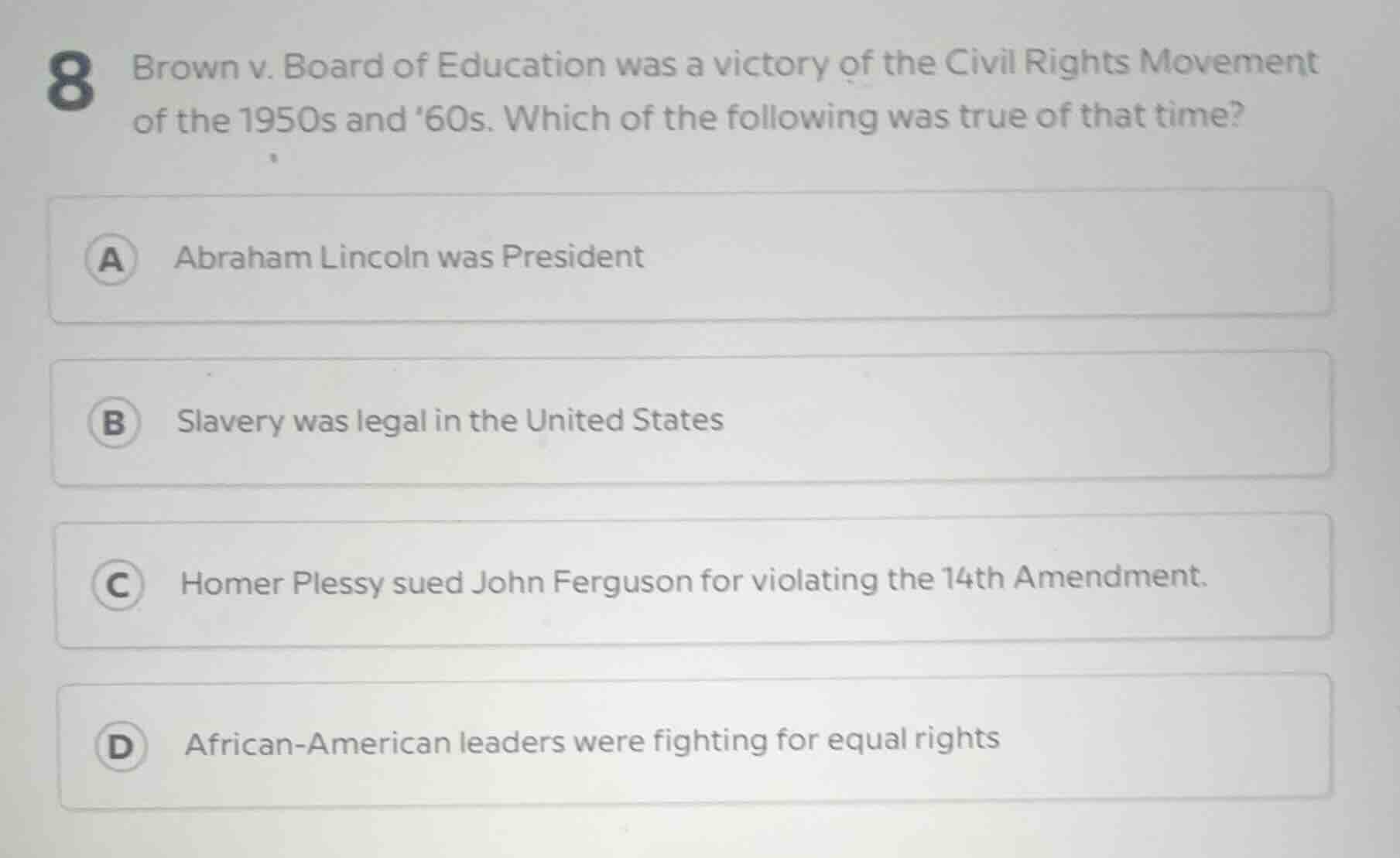 8 brown v. board of education was a victory of the civil rights movemen…