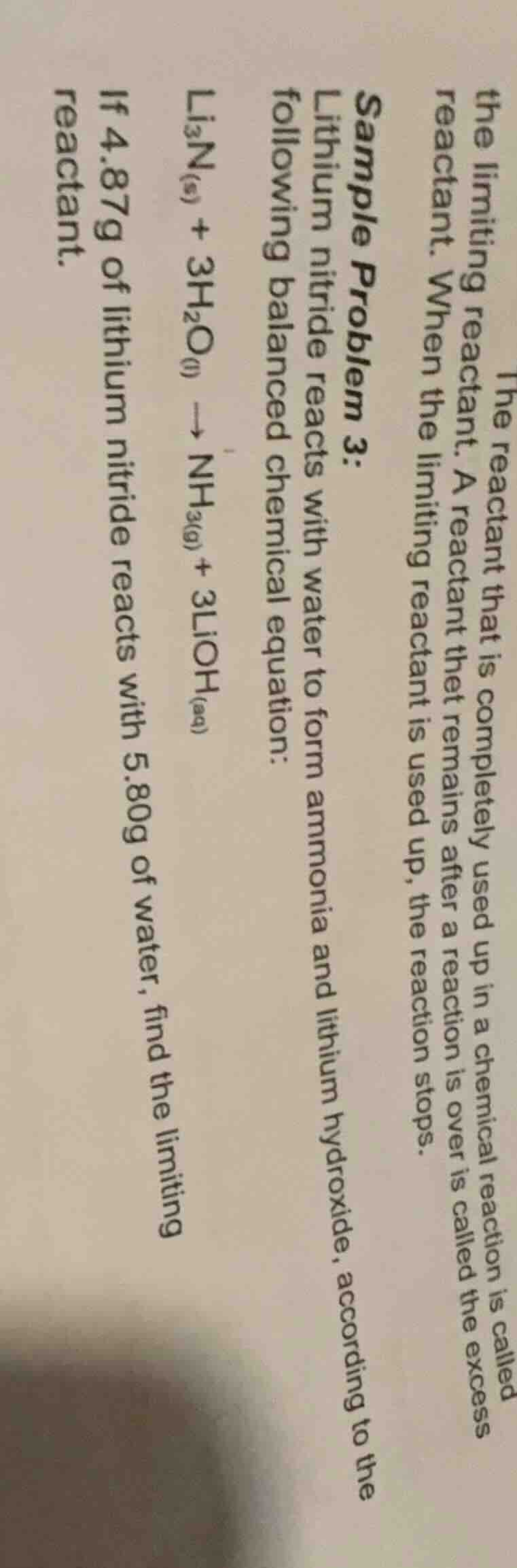 the reactant that is completely used up in a chemical reaction is calle…