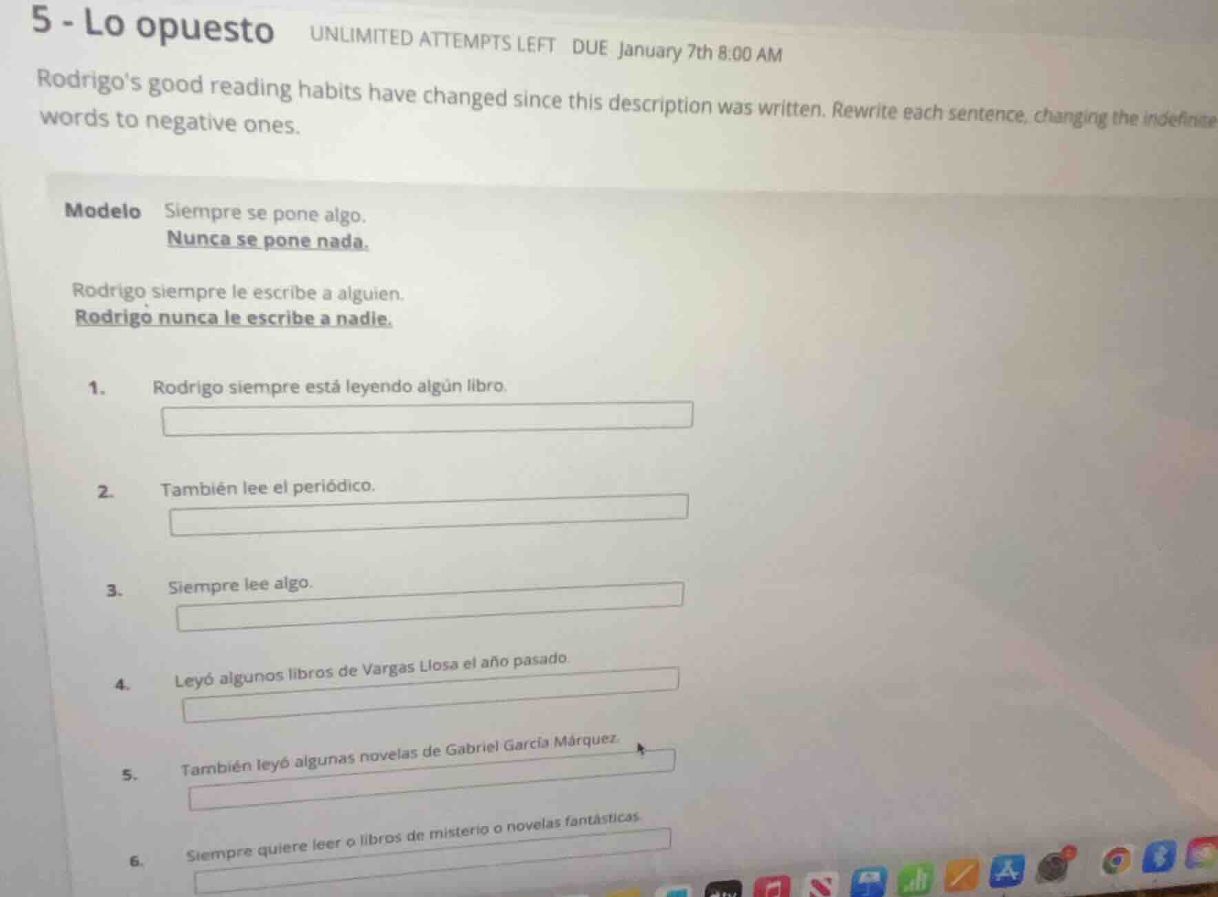 5 - lo opuesto unlimited attempts left due january 7th 8:00 am rodrigos…