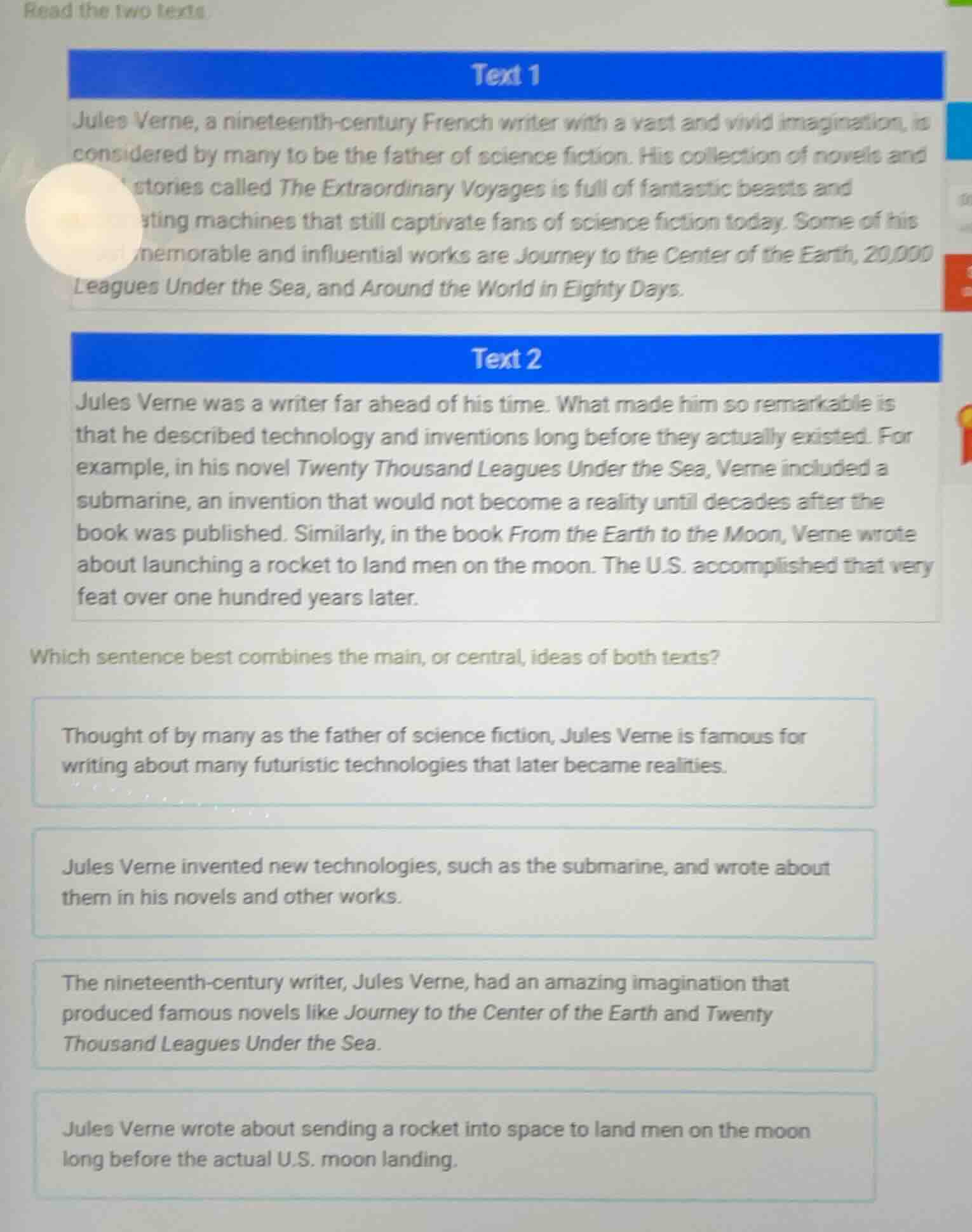 read the two texts. text 1 jules verne, a nineteenth - century french w…