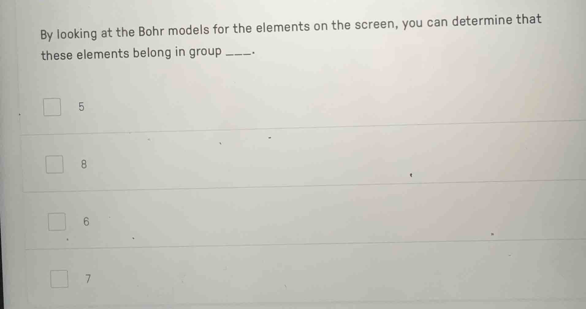 by looking at the bohr models for the elements on the screen, you can d…