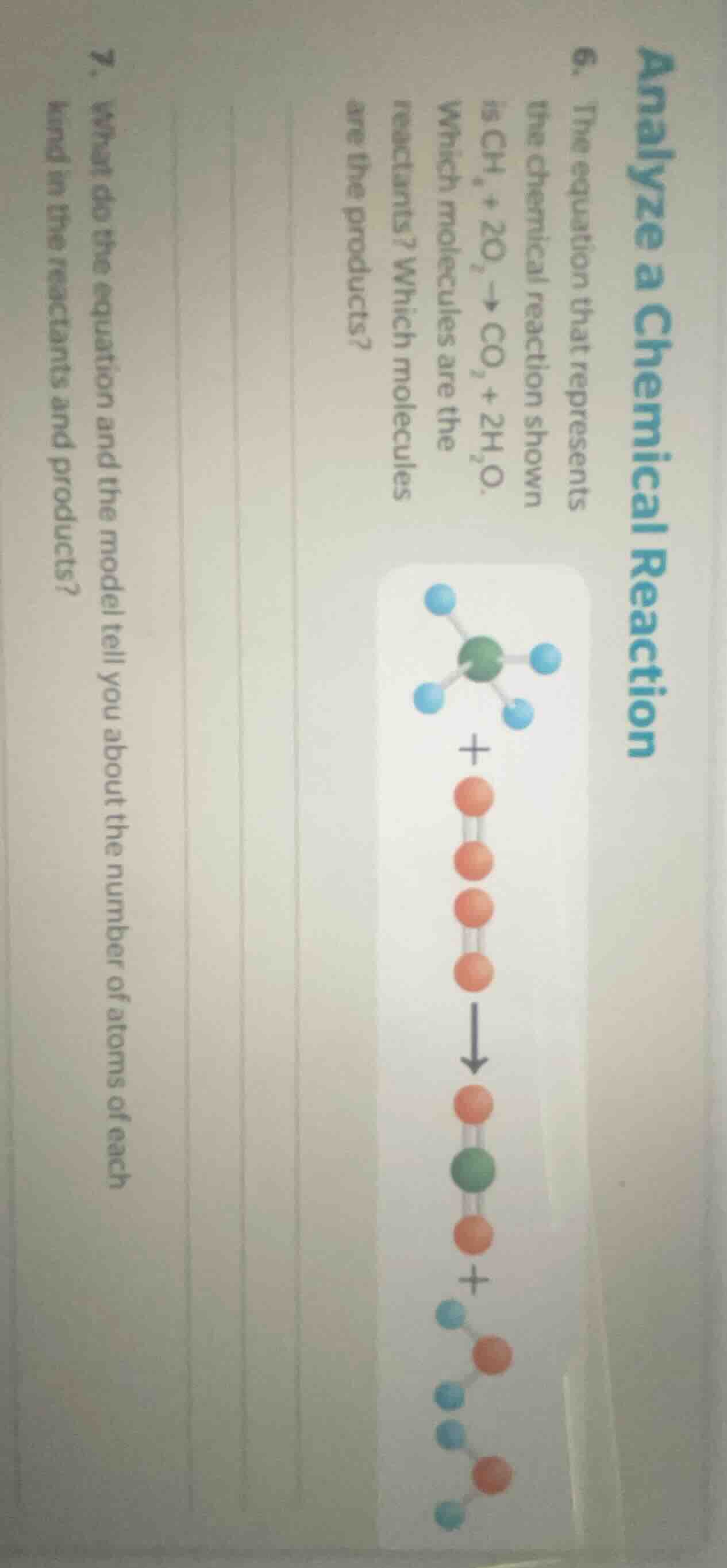 analyze a chemical reaction 6. the equation that represents the chemica…