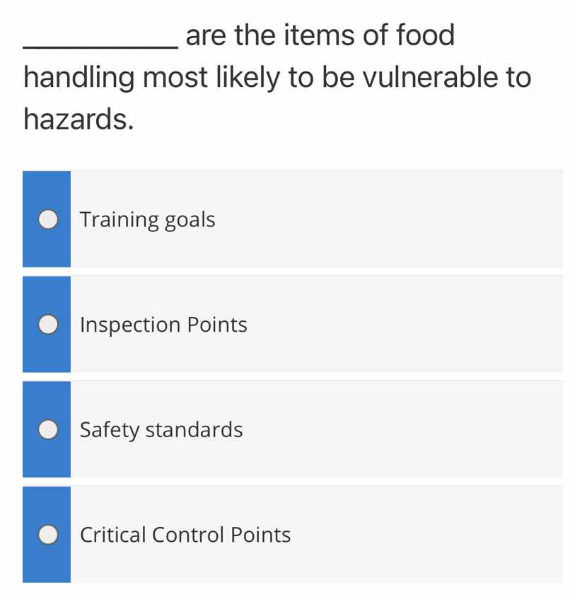 ______ are the items of food handling most likely to be vulnerable to h…