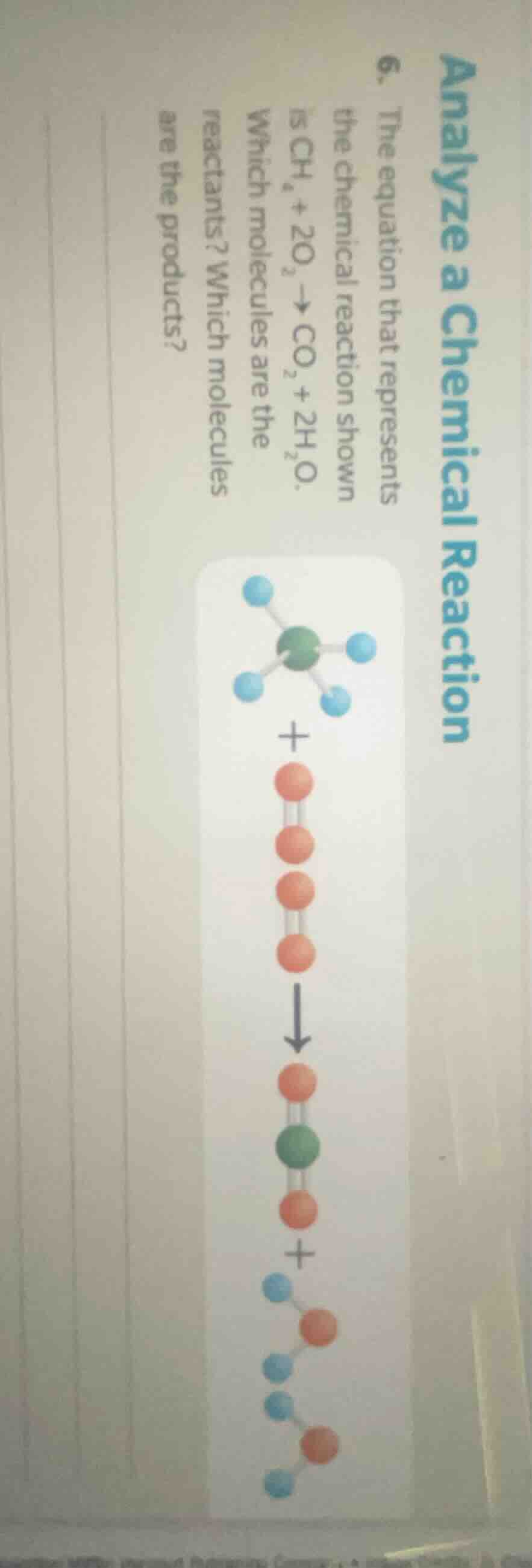 analyze a chemical reaction 6. the equation that represents the chemica…