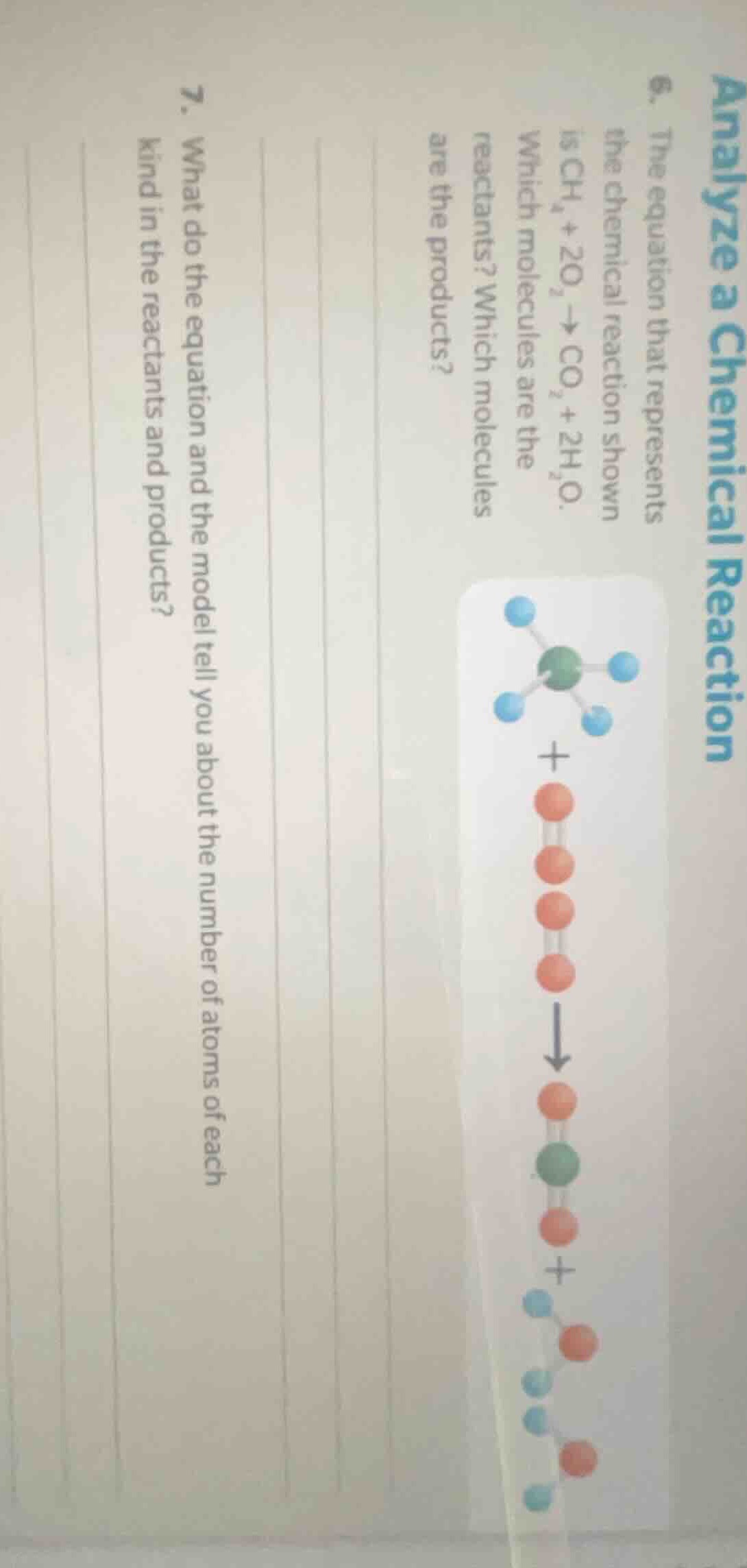 analyze a chemical reaction 6. the equation that represents the chemica…
