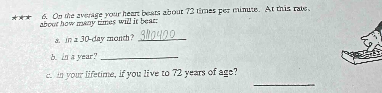 ★★★ 6. on the average your heart beats about 72 times per minute. at th…